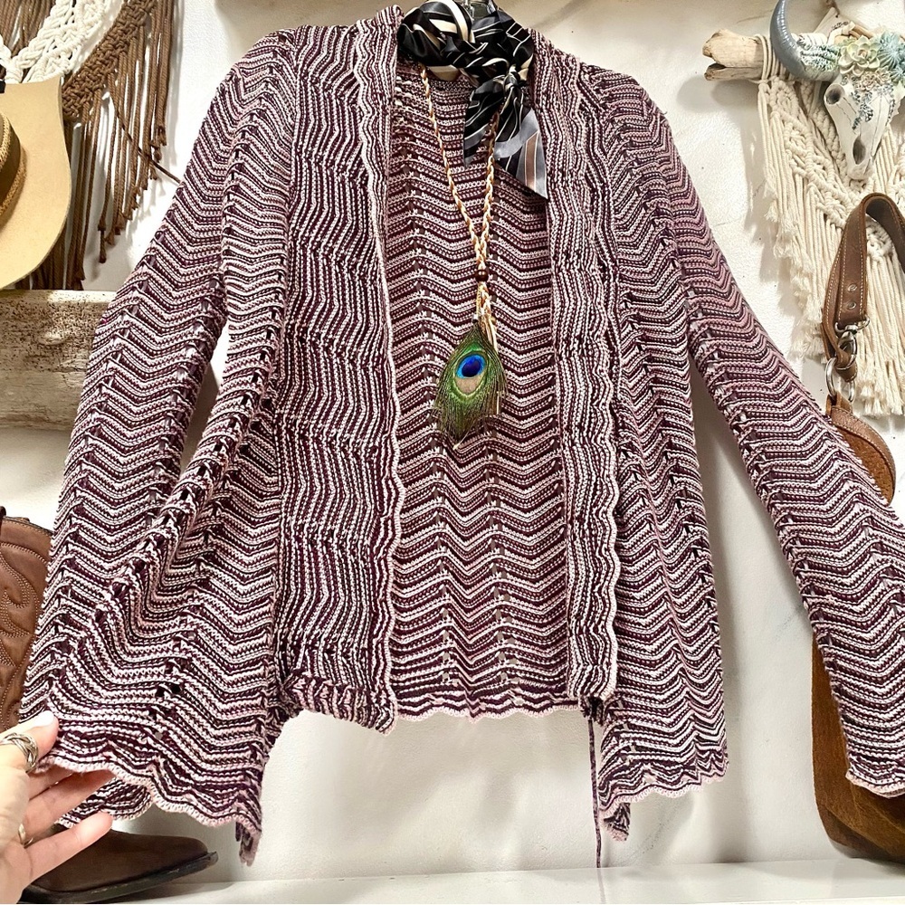Open front knit boho cardigan w cottagecore granny core shabby chic vibe